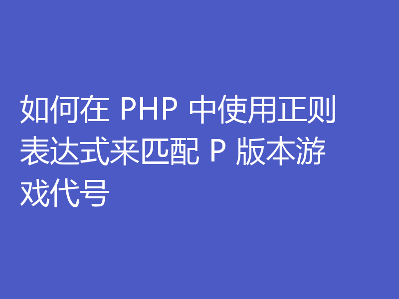 如何在 PHP 中使用正则表达式来匹配 P 版本游戏代号