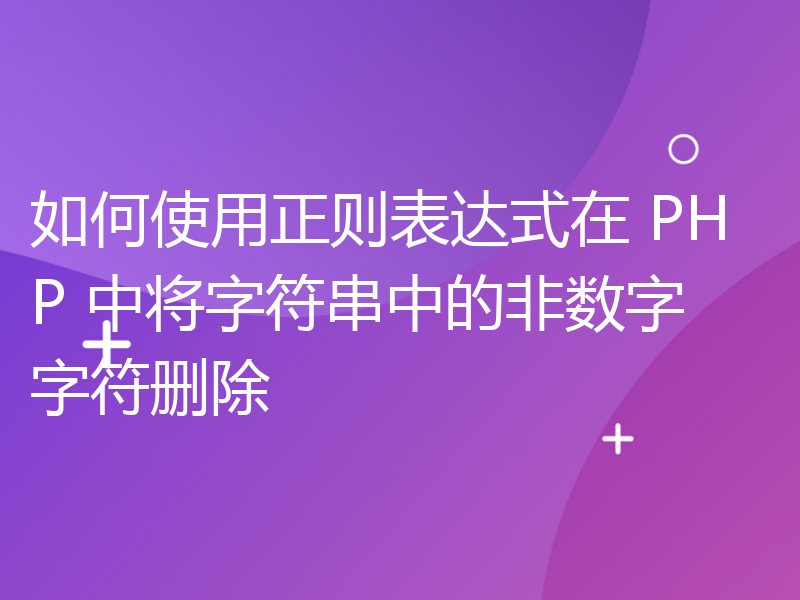 如何使用正则表达式在 PHP 中将字符串中的非数字字符删除