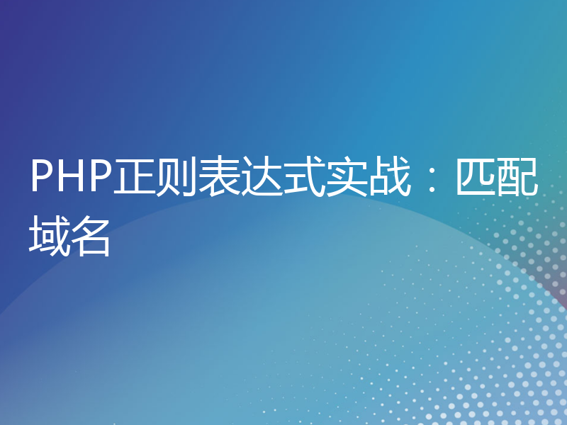 PHP正则表达式实战：匹配域名