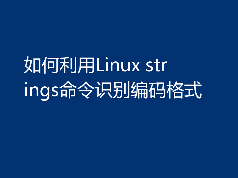 如何利用Linux strings命令识别编码格式