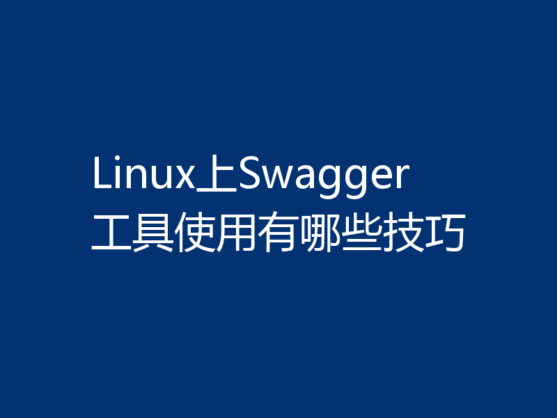 Linux上Swagger工具使用有哪些技巧