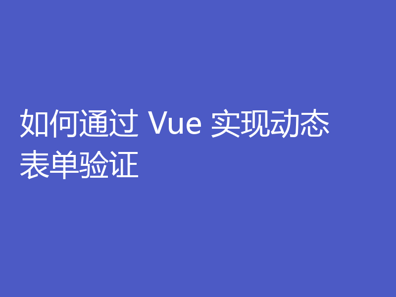 如何通过 Vue 实现动态表单验证