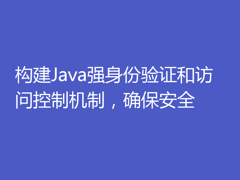 构建Java强身份验证和访问控制机制，确保安全