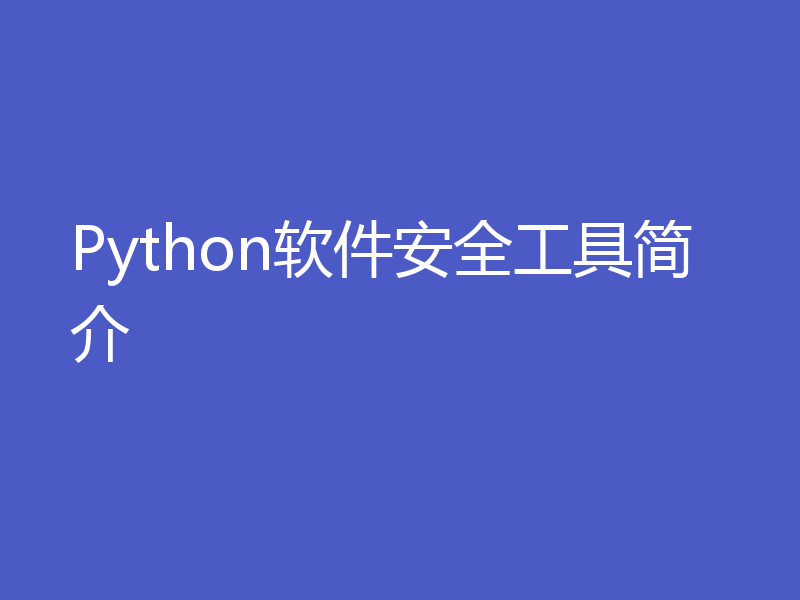 Python软件安全工具简介