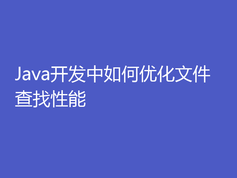 Java开发中如何优化文件查找性能