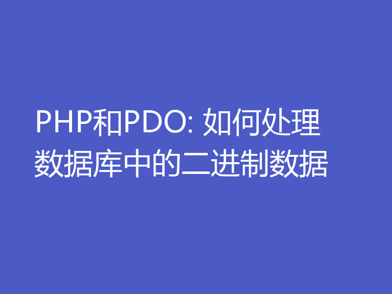 PHP和PDO: 如何处理数据库中的二进制数据