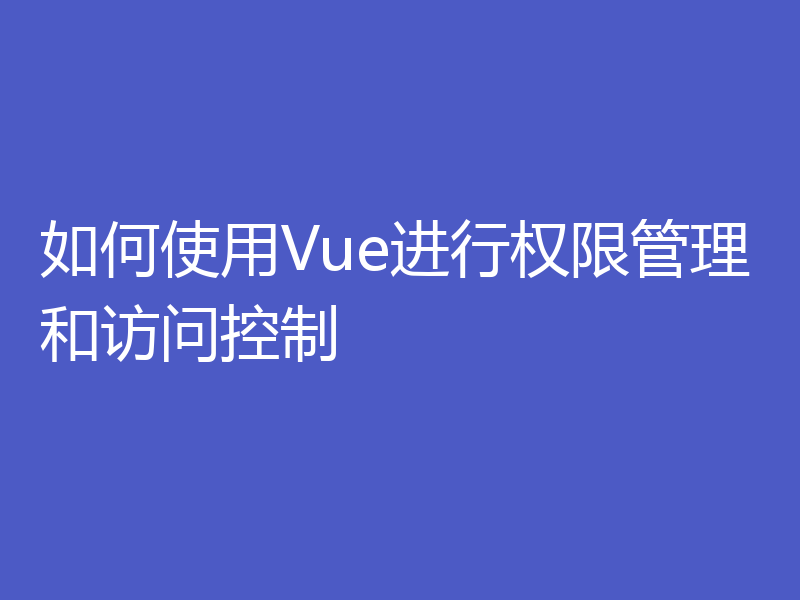 如何使用Vue进行权限管理和访问控制