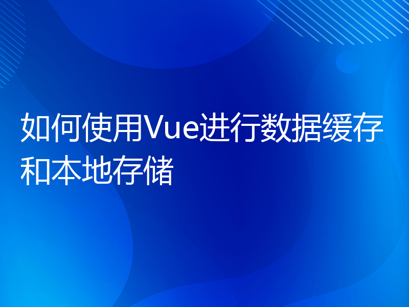 如何使用Vue进行数据缓存和本地存储