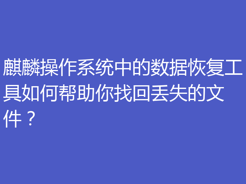 麒麟操作系统中的数据恢复工具如何帮助你找回丢失的文件？