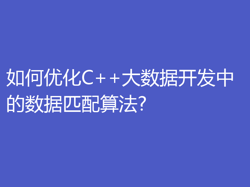 如何优化C++大数据开发中的数据匹配算法?