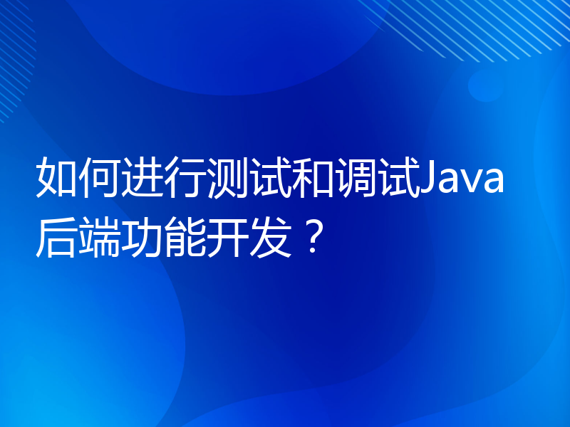 如何进行测试和调试Java后端功能开发？