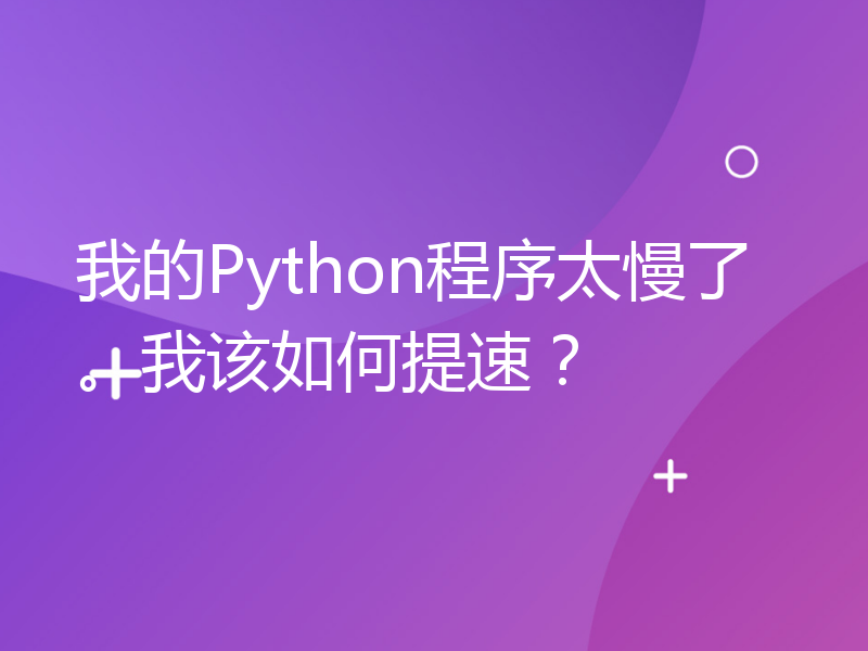 我的Python程序太慢了。我该如何提速？