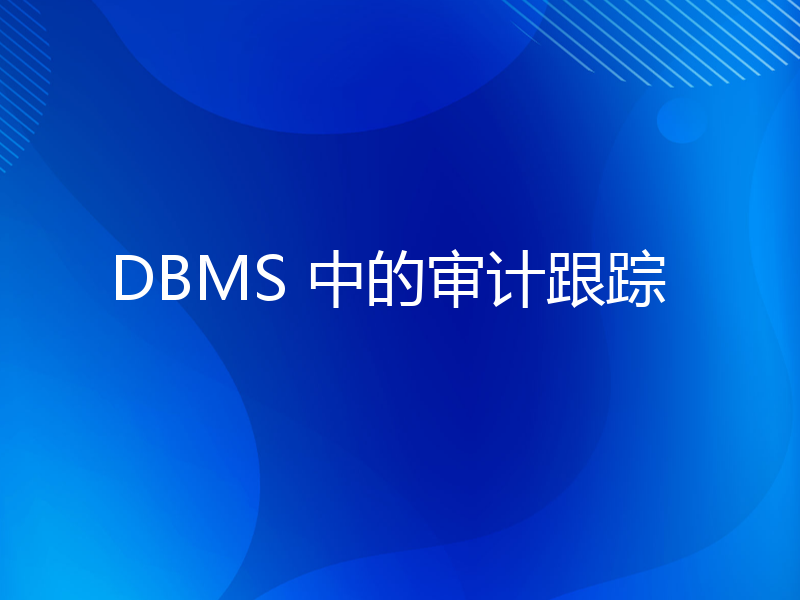 DBMS 中的审计跟踪