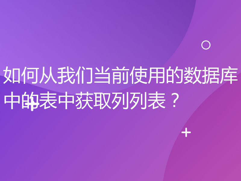 如何从我们当前使用的数据库中的表中获取列列表？