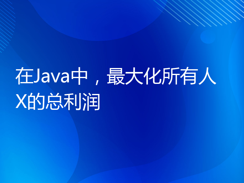 在Java中，最大化所有人X的总利润