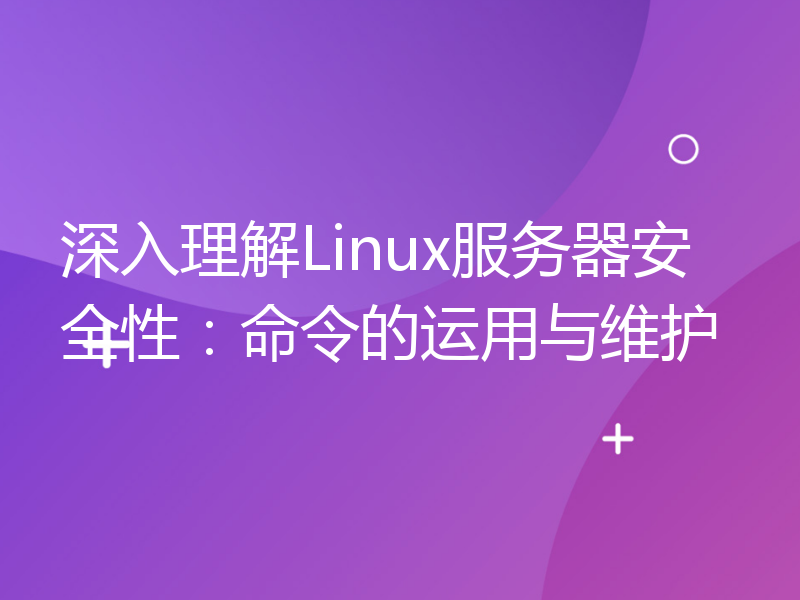 深入理解Linux服务器安全性：命令的运用与维护