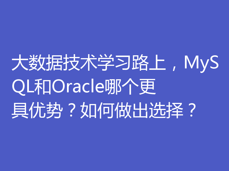 大数据技术学习路上，MySQL和Oracle哪个更具优势？如何做出选择？