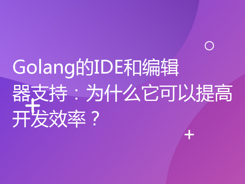 Golang的IDE和编辑器支持：为什么它可以提高开发效率？