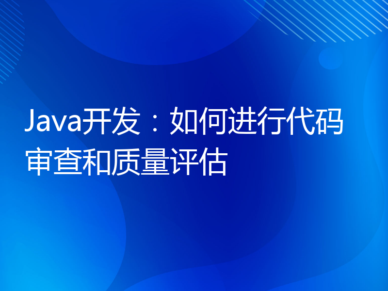 Java开发：如何进行代码审查和质量评估