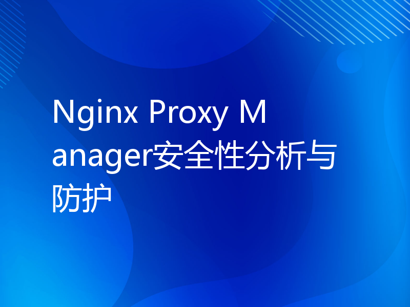 Nginx Proxy Manager安全性分析与防护