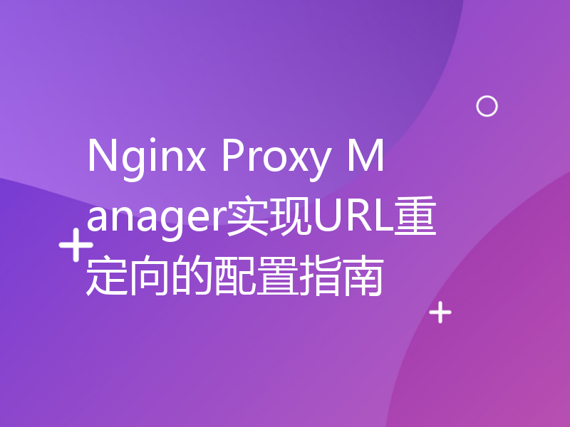 Nginx Proxy Manager实现URL重定向的配置指南