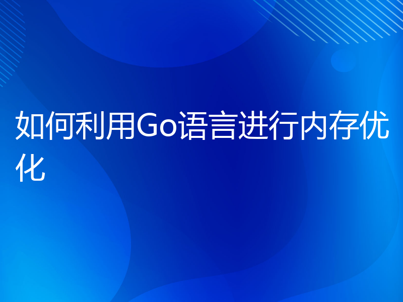 如何利用Go语言进行内存优化