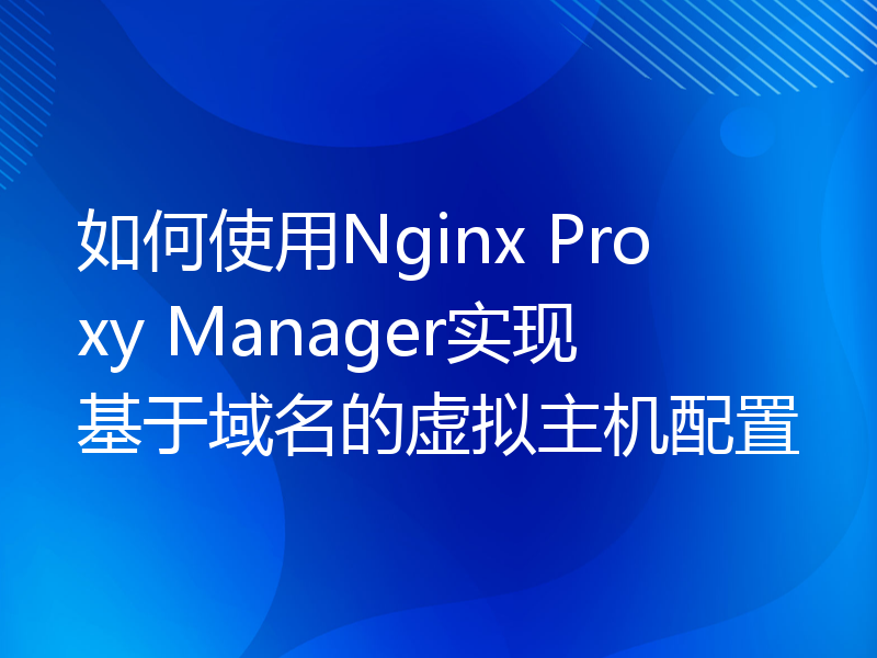 如何使用Nginx Proxy Manager实现基于域名的虚拟主机配置