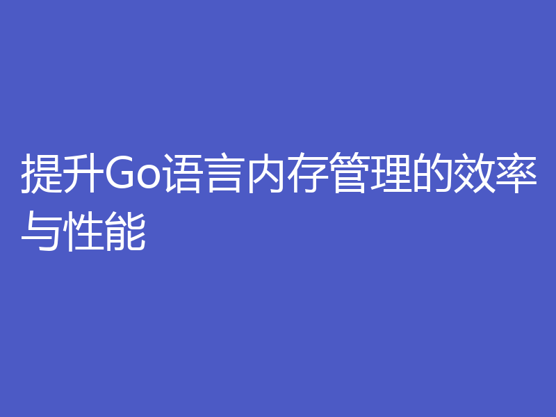 提升Go语言内存管理的效率与性能