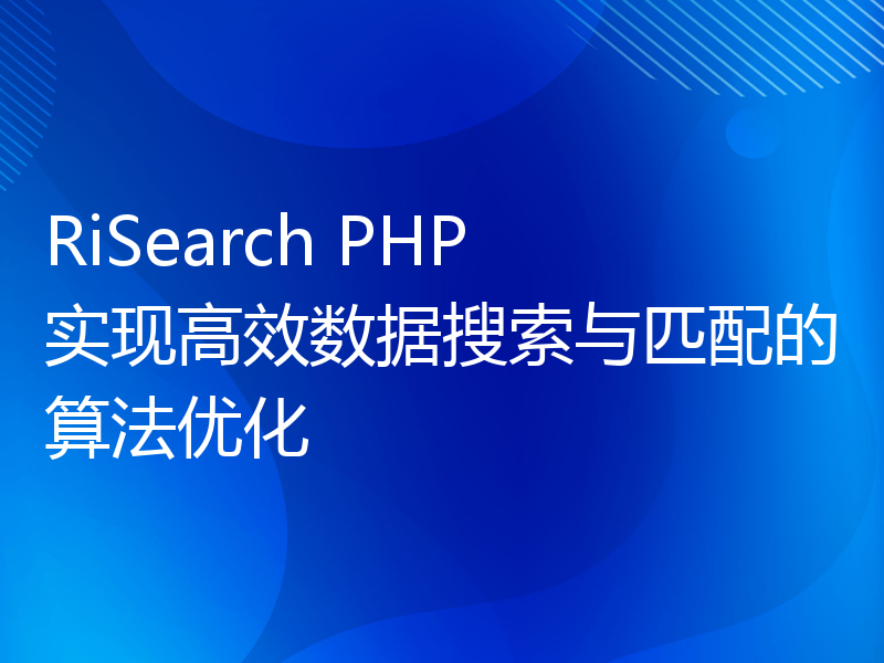 RiSearch PHP 实现高效数据搜索与匹配的算法优化