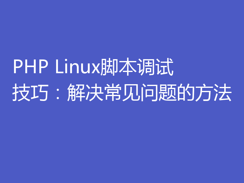 PHP Linux脚本调试技巧：解决常见问题的方法