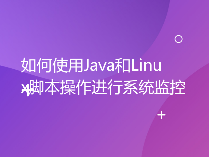 如何使用Java和Linux脚本操作进行系统监控