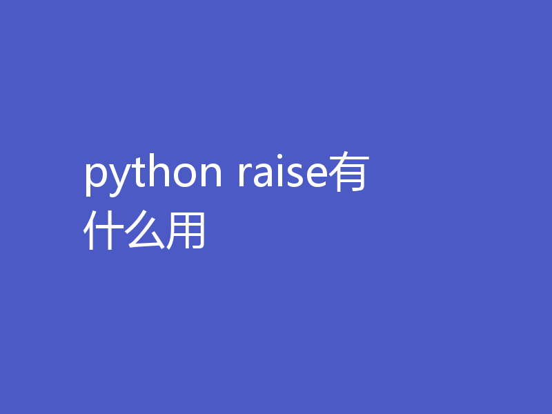 python raise有什么用