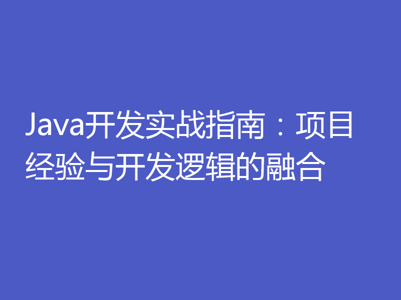 Java开发实战指南：项目经验与开发逻辑的融合