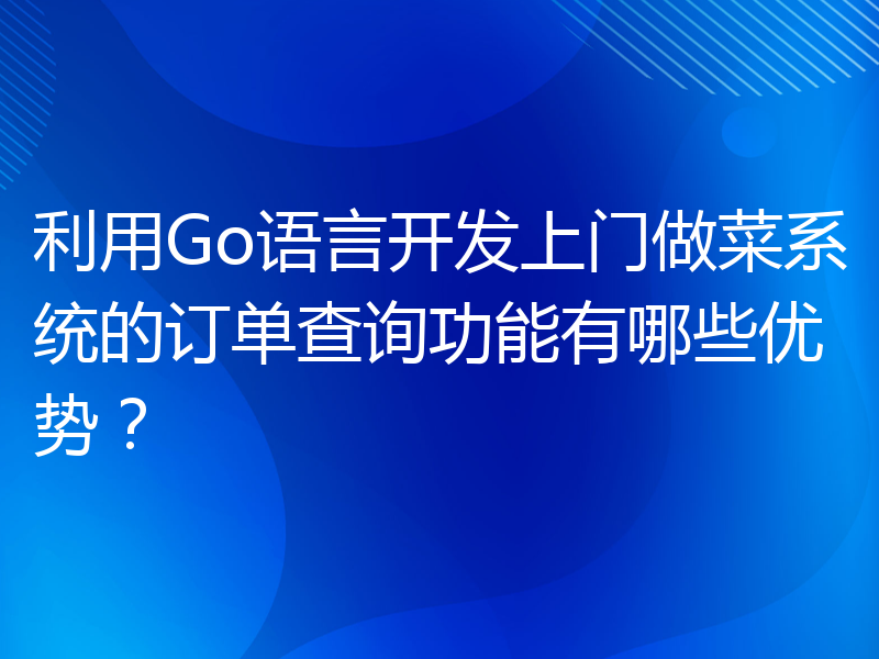 利用Go语言开发上门做菜系统的订单查询功能有哪些优势？