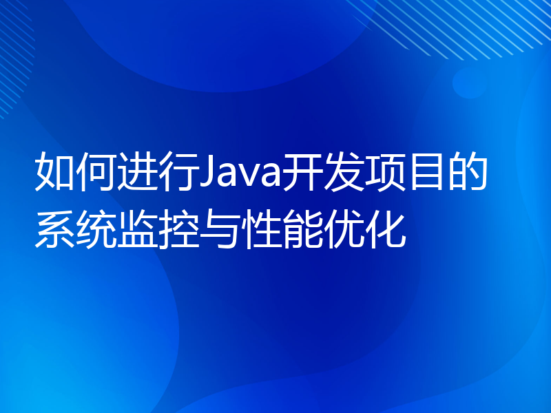 如何进行Java开发项目的系统监控与性能优化