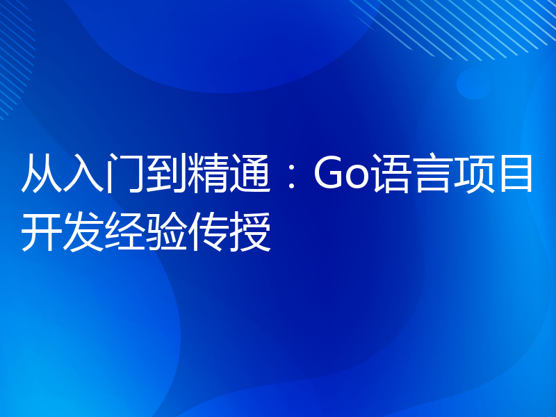 从入门到精通：Go语言项目开发经验传授