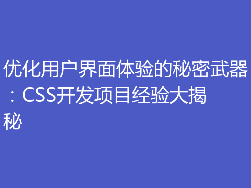 优化用户界面体验的秘密武器：CSS开发项目经验大揭秘