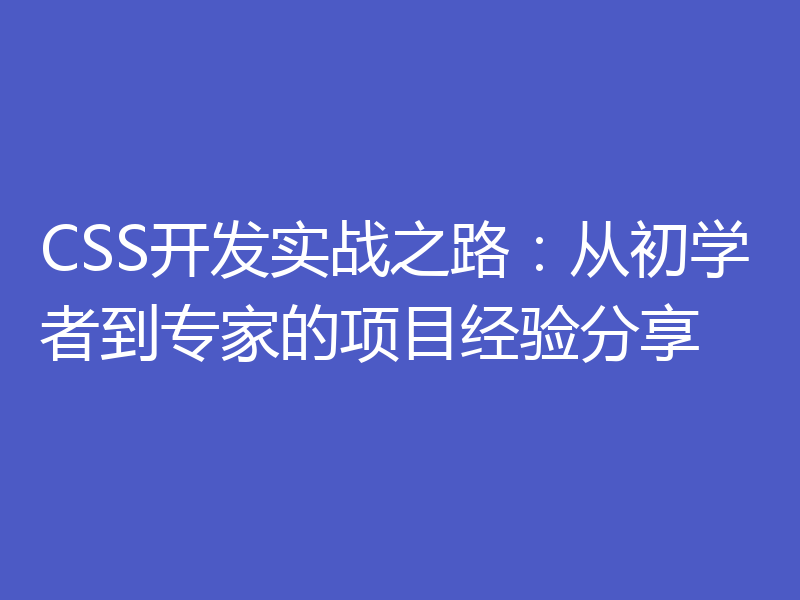 CSS开发实战之路：从初学者到专家的项目经验分享