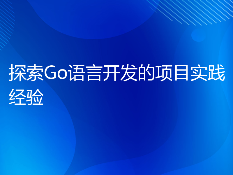 探索Go语言开发的项目实践经验