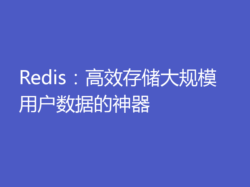 Redis：高效存储大规模用户数据的神器