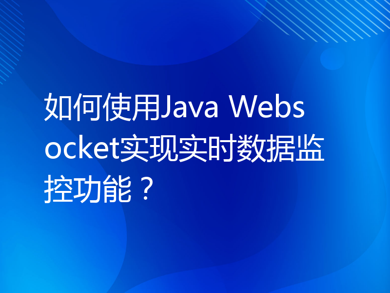 如何使用Java Websocket实现实时数据监控功能？