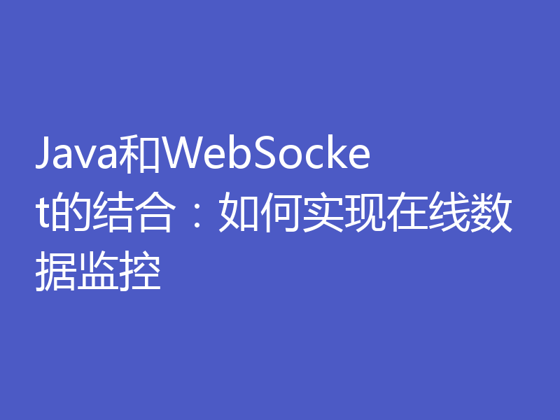 Java和WebSocket的结合：如何实现在线数据监控