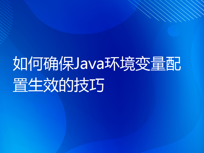 如何确保Java环境变量配置生效的技巧