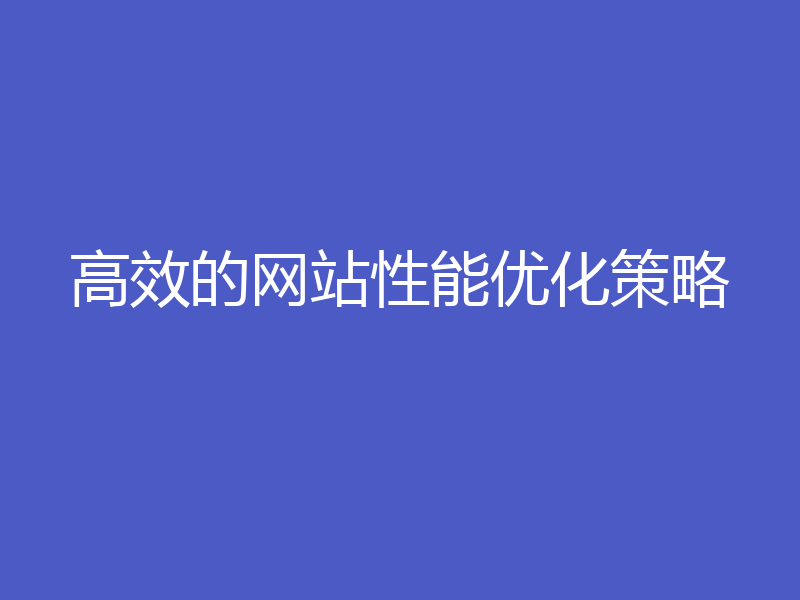 高效的网站性能优化策略