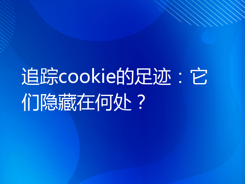 追踪cookie的足迹：它们隐藏在何处？