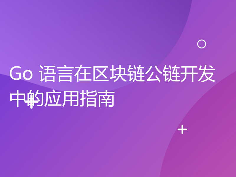 Go 语言在区块链公链开发中的应用指南