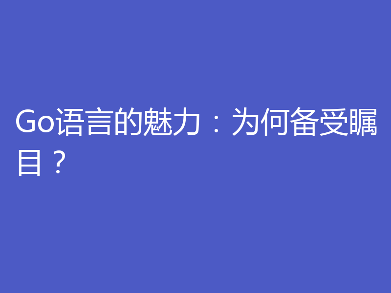 Go语言的魅力：为何备受瞩目？