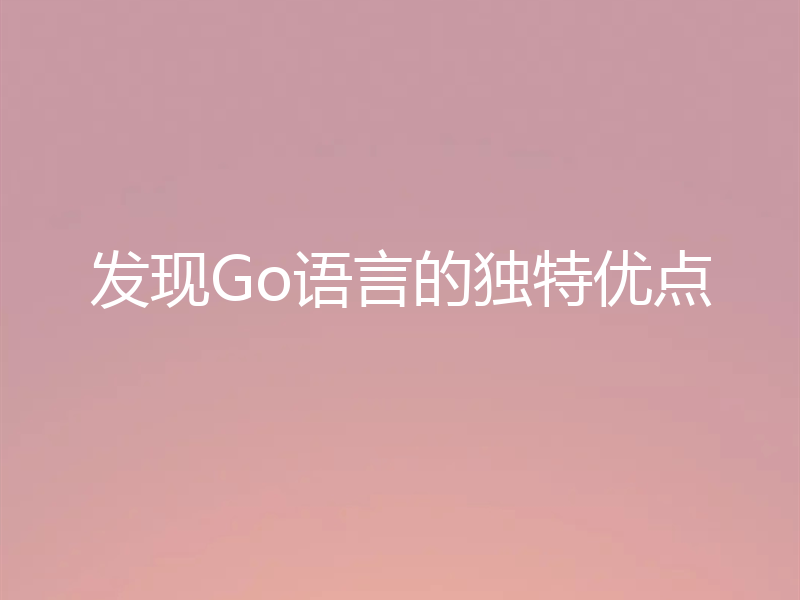 发现Go语言的独特优点