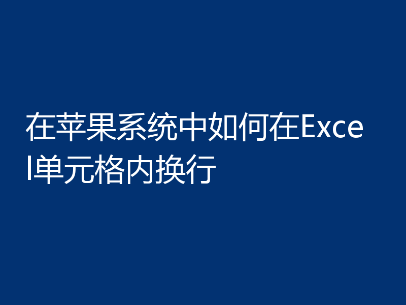 在苹果系统中如何在Excel单元格内换行