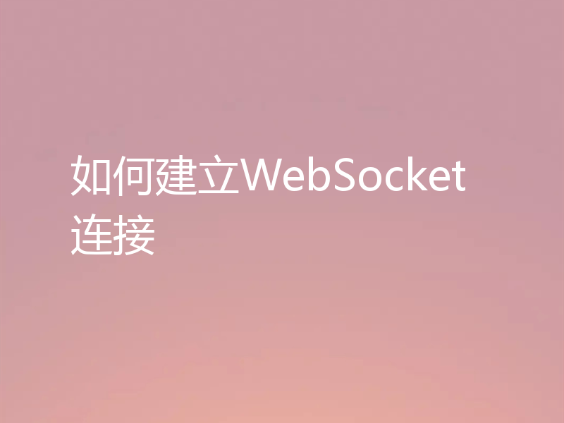 如何建立WebSocket连接